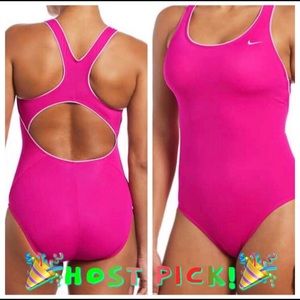 NIKE pink/purple trim 1pc powerback style swimsuit